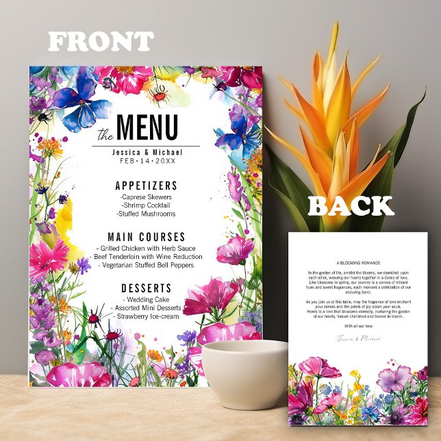 💓2 sided wedding menu Meadow Bloom collection (💓2 sided wedding menu Meadow Bloom collection. Add matching stationery to your shopping basket)