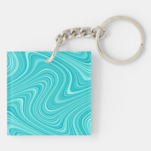 2 Sides 2 Colours Red/Blue White Curvy Line Patter Key Ring