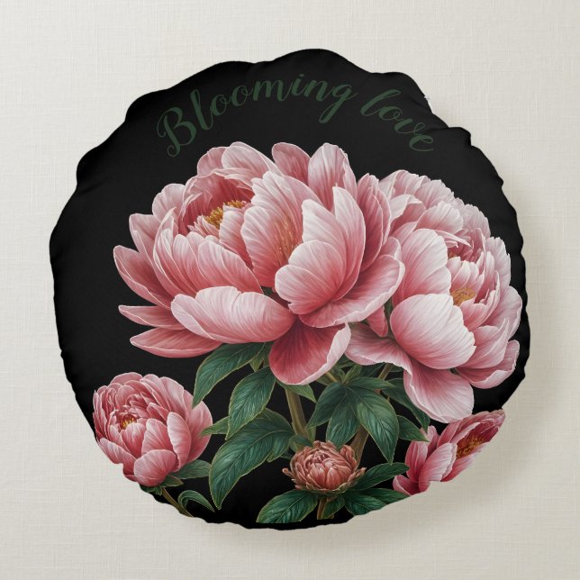 2 sides black & white Blooming love throw pillow (Back)