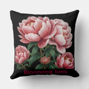 2 sides black & white Blooming love throw pillow