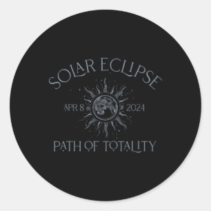 (2 Sides) Solar Eclipse 2024 Path Of Totality Tota Classic Round Sticker