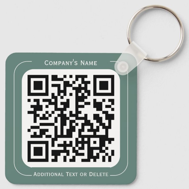 2 sides Your Logo + QR code Simple Business Office Key Ring (Back)