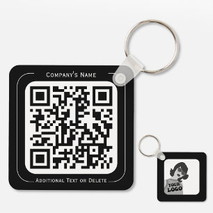 2 sides Your Logo + QR code Simple Business Office Key Ring