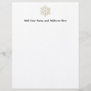 2-Silver and Gold Snowflake 3-D Look Custom Letterhead