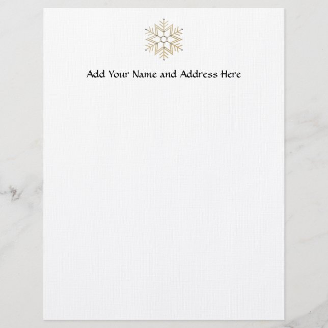 2-Silver and Gold Snowflake 3-D Look Custom Letterhead (Front)