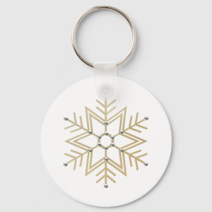 2-Silver and Gold Snowflake 3-D Look Key Ring