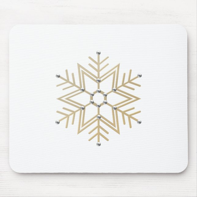 2-Silver and Gold Snowflake 3-D Look Mouse Mat (Front)