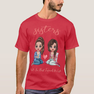 2 Sisters Anime Chibi Girls Builtin Best Friends F T-Shirt