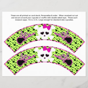 2 SKULL Birthday Personalise Cupcake Wrappers