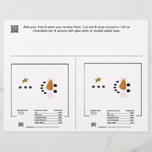 2 Snowman Holiday Candy Bar Wrappers Party Favours