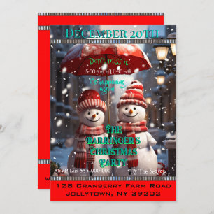 2 Snowman Throwing a Christmas Party Invitation
