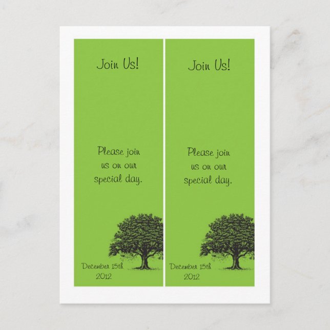 2 Spring Tree Green Black Save the Date Bookmarks Announcement Postcard (Front)