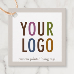 2" Square Hang Tags with String with Company Logo