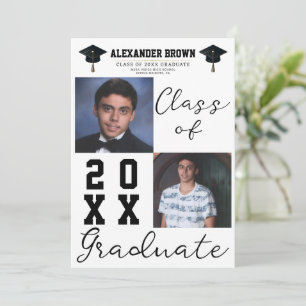 2 Square Photos Class of Graduate Graduation Invitation