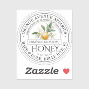 2" State Name and Flower Illustrated Honey Label