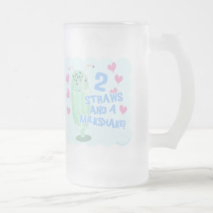 2 Straws and a Milkshake Frosted Glass Beer Mug