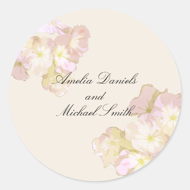 2 Summer Floral Wedding Classic Round Sticker (Front)