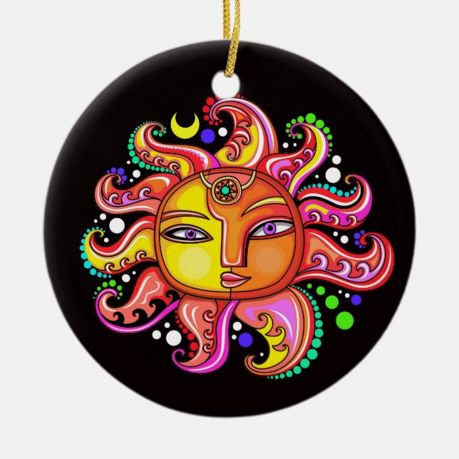 #2 Sunface Purple Eyes Ornament - Gift - Favour (Front)