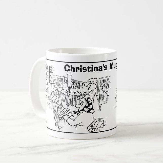 2 Supermarket Cartoons on a Mug. Add Name. Coffee Mug (Front Left)