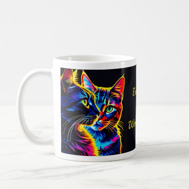 2 Tabby Cats, Artistic Pose, Back Light Coffee Mug (Left)