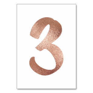 2 Table Number White Metallic Pink Rose Gold