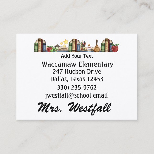 #2 - Teacher Business Card - See Reverse - SRF (Front)