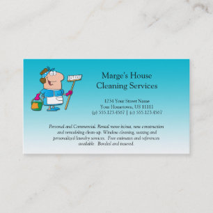 #2 Teal Cartoon Maid House Cleaning Customer Loyal Loyalty Card