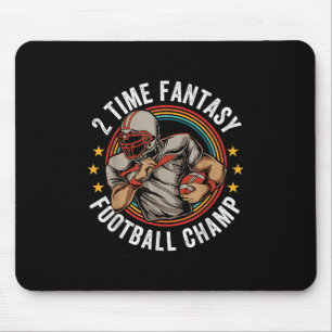 2 Time Fantasy Football Champ Ffl Winner Retro Mouse Mat