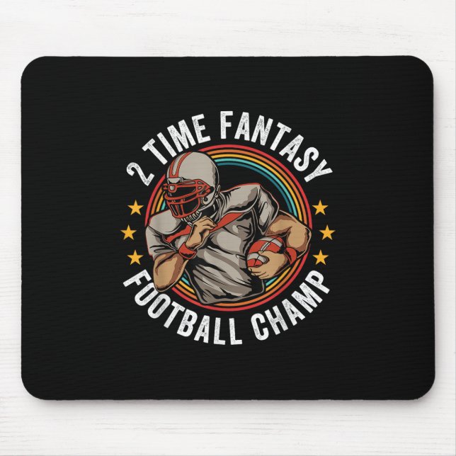 2 Time Fantasy Football Champ Ffl Winner Retro  Mouse Mat (Front)