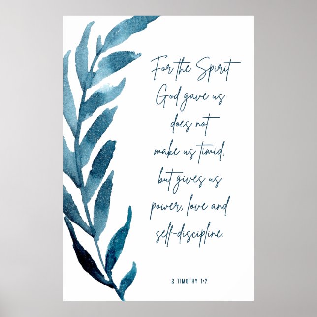 2 Timothy 1:7, Bible Verse Print, Home Decor (Front)