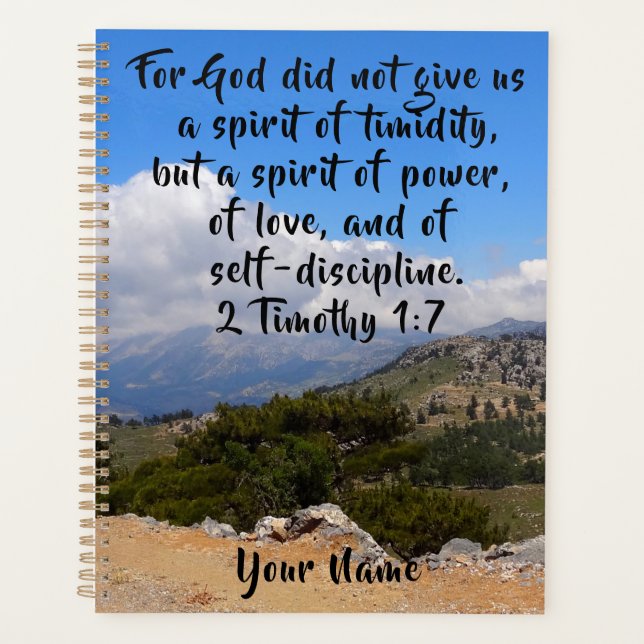 2 Timothy 1:7 Custom Bible Verse Planner (Front)