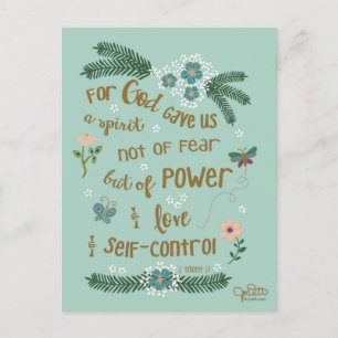 2 Timothy 1:7 hand lettered Scripture art Postcard