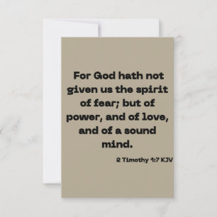 2 Timothy 1:7 KJV Bible Scripture Greeting Card