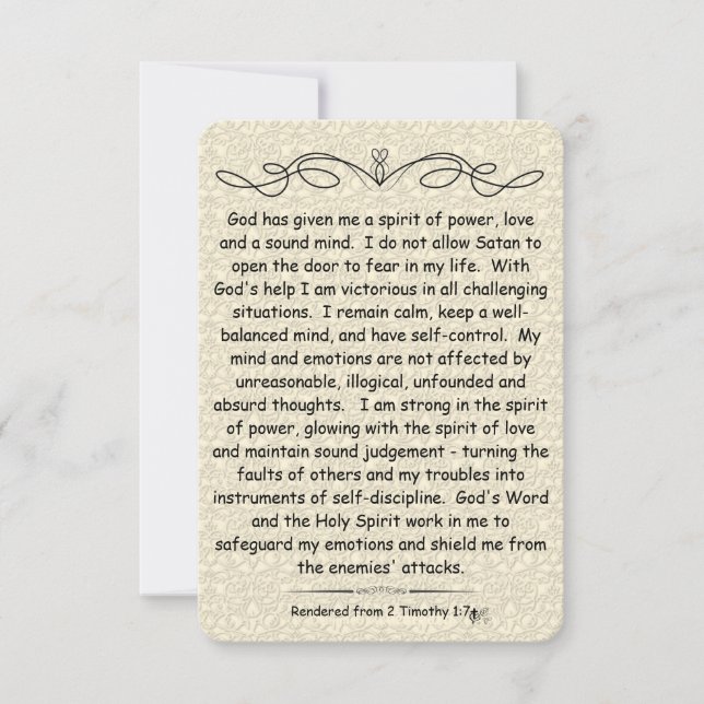 2 Timothy 1:7 Scripture note card scroll backing (Front)
