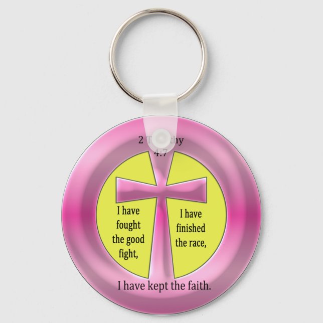 2 Timothy 4:7 Cross Key Ring (Front)