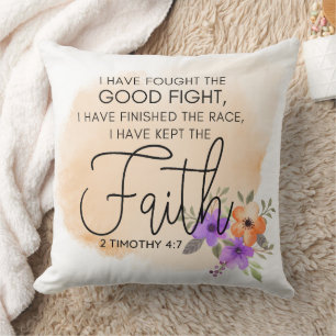 2 Timothy 4:7 - I have kept the faith Peach Cushion