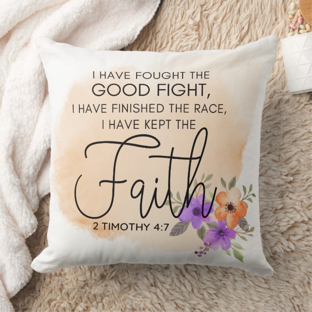 2 Timothy 4:7 - I have kept the faith Peach Cushion (Blanket)