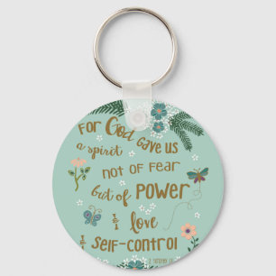 2 Timothy 5:7 Scripture art hand lettered Key Ring