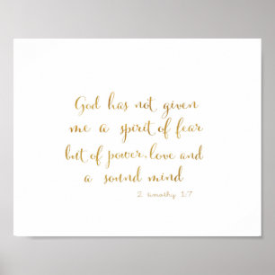 2 Timothy Bible verse - love - Faith -gold letters Poster