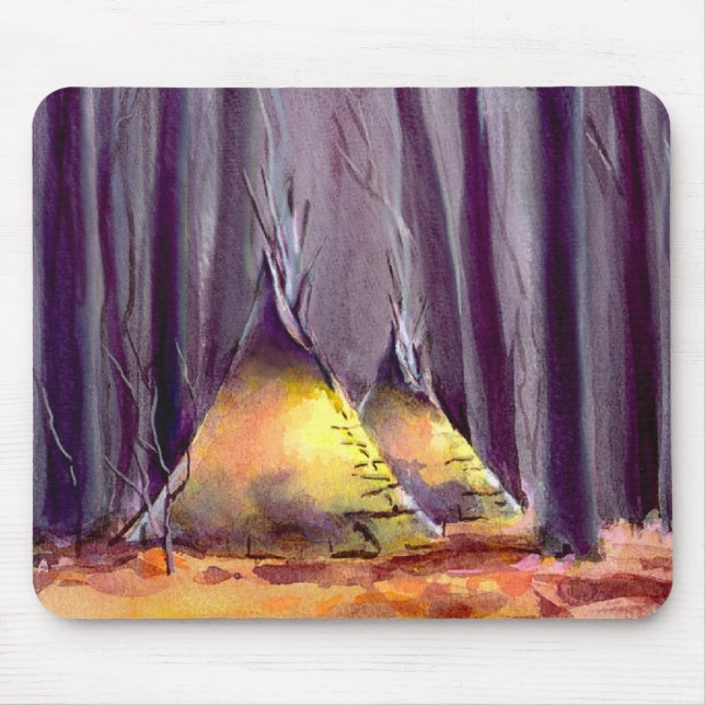2 TIPIS in the FOREST by SHARON SHARPE Mouse Mat (Front)