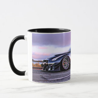 2 tone fantasy sports car on black coffee mug