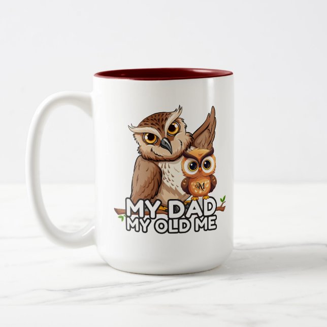 2-Tone Mug 15oz : My Dad My Old Me (maroon) (Left)
