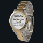 2-Tone Oversized Steel Watch Custom Gifts for Him<br><div class="desc">Custom Gifts for Him personalised Silver & Gold Two-Tone Oversized Stainless Steel Watch. Upload logo,  photo,  image,  design and add your own text to make your own personalised birthday,  Christmas,  Father's Day,  Valentine's Day celebration,  office gifts for him (man,  men,  husband,  boyfriend,  father,  dad,  young man,  son).</div>