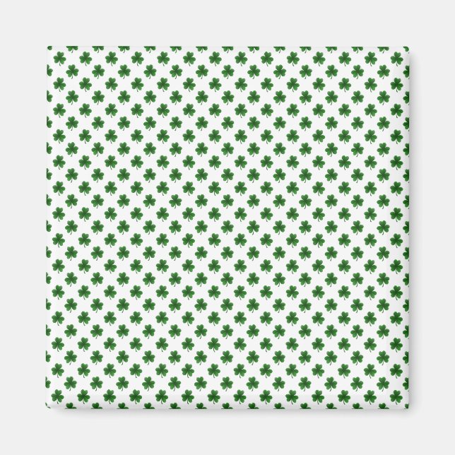 2-Tone Shamrock Green on White St.Patrick’s Clover Magnet (Front)