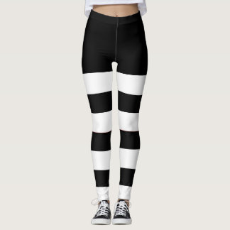 2 Toned Black And White Stripes Women's   Leggings