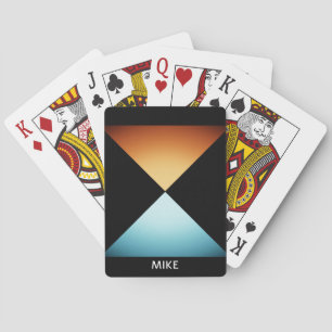 2 Triangles Geometric Design, Name or Message Playing Cards