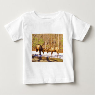 2~ two Bull Elk in the snow Baby T-Shirt