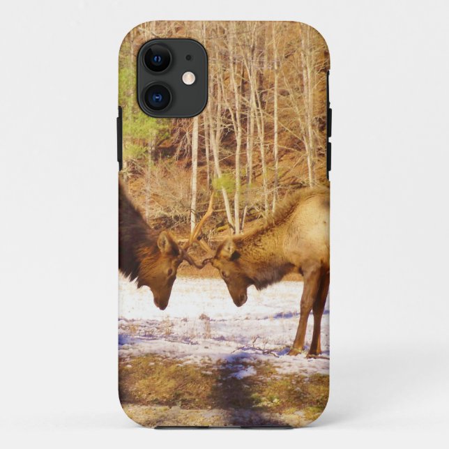2~ two Bull Elk in the snow Case-Mate iPhone Case (Back)