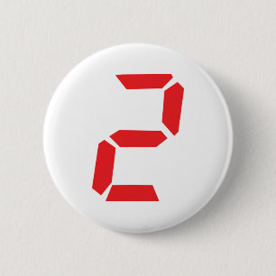 2 two red alarm clock digital 6 cm round badge