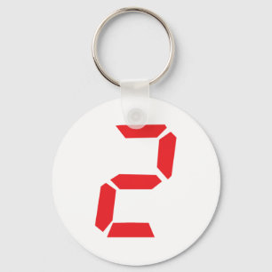 2 two red alarm clock digital key ring